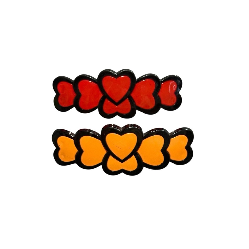 NEW hair accessories red orange black hearts clips vintage retro